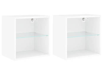 Szafki nocne z oświetleniem LED ścienne 2 szt. białe WM-837065