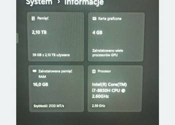 Laptop Dell Precision 5530 intel i7 16 GB RAM dwa dyski zamienię