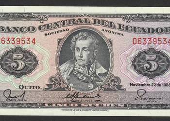 EKWADOR 5 sucre 1988 - stan bankowy UNC