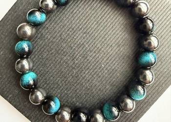 Bransoletka męska z hematytu i ceramiki na prezent