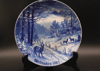 Talerz bożonarodzeniowy, Echt Kobalt Weihnachten 1983 Fine China Germany