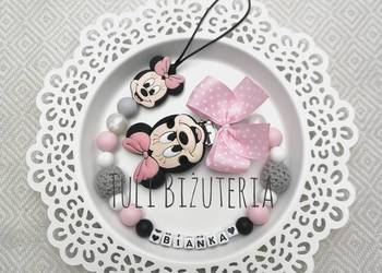 Zawieszka do smoczka z imieniem dziecka z Myszką Minnie