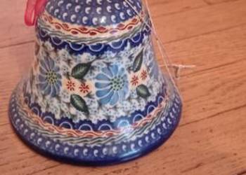 Dzwoneczek duży ceramiczny malowany niebieski