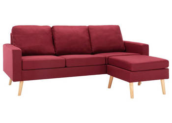 3-osobowa sofa z podnóżkiem winna czerwień tapicerowana tkaniną WM-288730