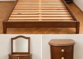Meble komplet sypialniany lite drewno łóżko 140x200 toaletka szafki nocne