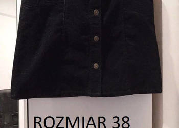 Spódniczka Spódnica Mini Sztruksowa M&S Nowa Czarna Guziki
