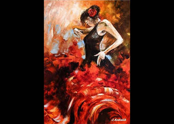 Kowalik - Flamenco - 50x70cm Obraz Olejny Kobieta Dziewczyna Akt