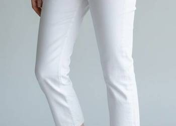 Damskie proste eleganckie białe bawełniane spodnie Bonprix 38/M