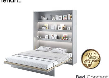 Półkotapczan Łóżko w Szafie BED CONCEPT 180x200 Szary Mat