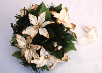 Kula roślinna biała gwiazda betlejemska zawieszka świąteczna