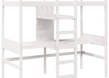 Łóżko na antresoli z biurkiem i półkami białe 90x200 cm WM-3308542