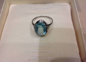 Stary Srebrny Pierścionek z Akwamarynem Srebro 835
