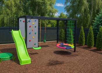 MAŁPI GAJ - Plac zabaw dla dzieci - kompletny, huśtawka, zjeżdżalnia...