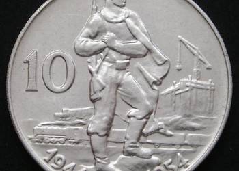 CZECHOSŁOWACJA 10 KORON 1954 - POWSTANIE - SREBRO