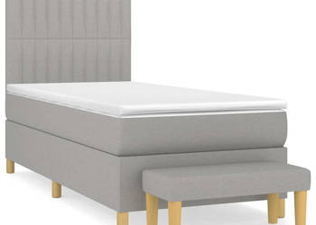 Łóżko kontynentalne z materacem jasnoszare tkanina 80x200 cm WM-3137269