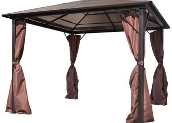 vidaXL Altana ogrodowa z zasłonami, brązowa, aluminiowa(SKU:41625)