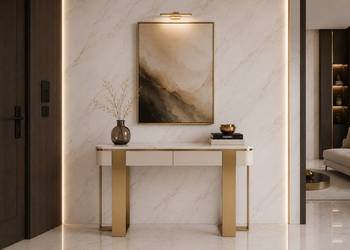Konsola glamour z marmurem i szufladami Sofia 120x38x85