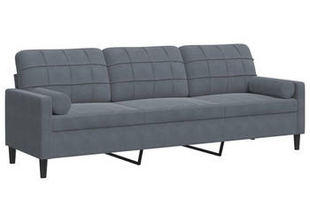 3-osobowa sofa z poduszkami ciemnoszara 210 cm aksamit WM-3278240