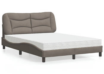 Łóżko z materacem taupe obite tkaniną 140x190 cm WM-3208531