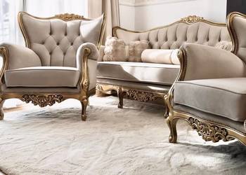 Komplet wypoczynkowy Ludwikowski barokowy sofa kanapa fotele odnowiony