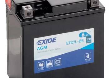 Akumulator motocyklowy 12V 6Ah 100A EXIDE ETX7L-BS YTX7L-BS