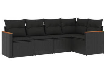 5-cz. zestaw wypoczynkowy do ogrodu poduszki czarny rattan PE WM-3225943