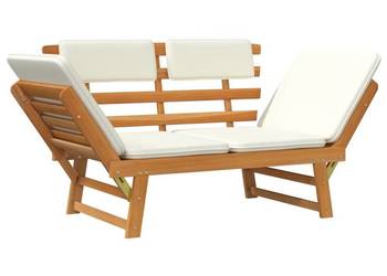 vidaXL Ławka ogrodowa z poduszkami, 2-w-1, 190 cm(SKU:316832)