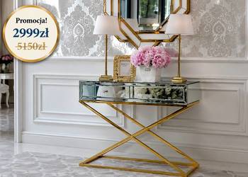 Konsola LUSTRZANA CHICAGO GOLD Złota Glamour Szuflady Nowoczesna