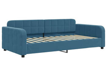 Sofa z funkcją spania niebieska obita aksamitem 100x200 cm WM-354064