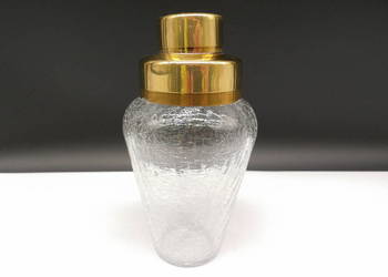 Stylowy Shaker Vintage Art Déco / Mid-Century – Szkło Krakelowane & Mosiądz