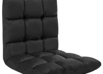 Składane krzesło podłogowe czarne mikrofibra WM-325256