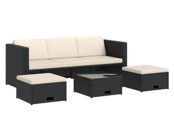4-cz. zestaw wypoczynkowy do ogrodu poduszki rattan PE czarny WM-43104