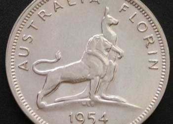 AUSTRALIA 1 FLORIN 1954 - SREBRO