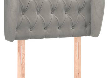 Zagłówek uszak jasnoszary 83x23x78/88 cm aksamitny WM-3117510