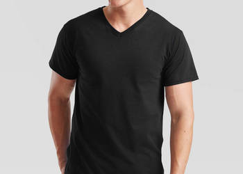 Męska koszulka V neck w serek czarna Fruit Of The Loom