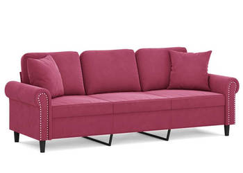 3-osobowa sofa z poduszkami winna czerwień 180 cm aksamit WM-3200959
