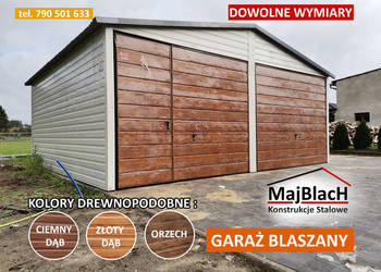 Garaż Blaszany - Biały + ZŁOTY DĄB  - Garaże Blaszane – Maj-Blach Garaż Blaszany - Biały + ZŁOTY DĄB  - Garaże Blaszane – Maj-Blach