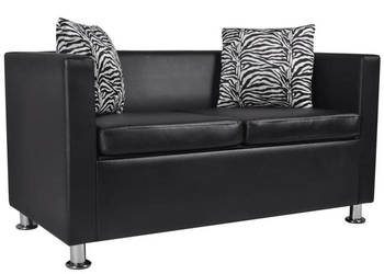 Sofa 2-osobowa ze skóry syntetycznej czarna WM-242209