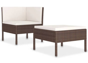 2-cz. zestaw wypoczynkowy do ogrodu poduszki rattan PE brąz WM-310205