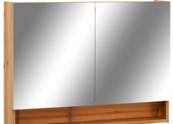 Szafka łazienkowa z lustrem i LED kolor dębowy 80x15x60 cm MDF WM-323606