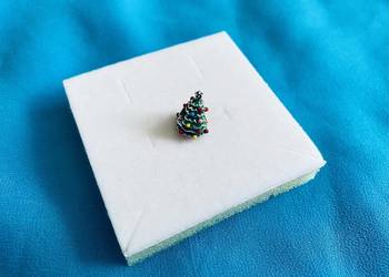 nowa emaliowana zawieszka charms beads rustykalna choinka srebro 925