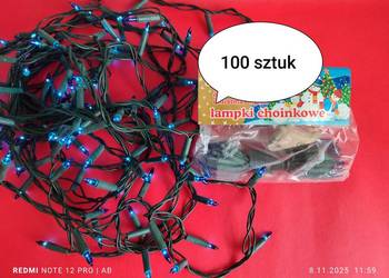 Lampki choinkowe 100 szt., niebieskie, dekoracje świąteczne