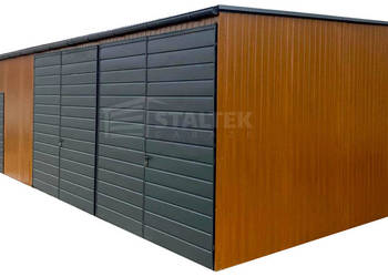 Hala Garaż blaszany 13x4 - 2x Brama + drzwi drewnopodobny Dach ST164