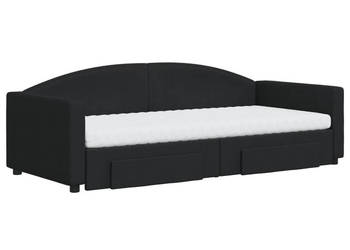 Sofa rozsuwana z szufladami czarna tkanina 90x200 cm WM-3197244