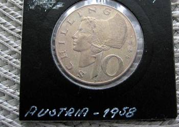 Austria 10 Szylingów 1958r - SREBRO