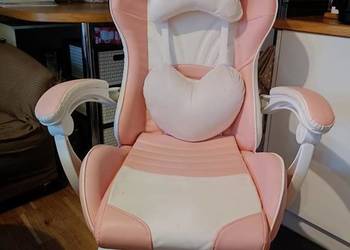 Fotel gamingowy / obrotowy Hell's Chair Rainbow 2.0 Różowo-Biały (Serce)