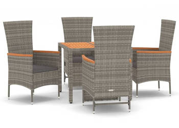 5-cz. zestaw mebli ogrodowych z poduszkami szary rattan PE WM-3157537