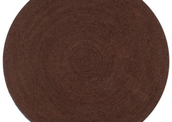 Ręcznie wykonany dywanik z juty okrągły 150 cm brązowy WM-133673