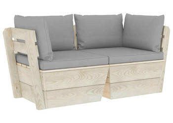 Ogrodowa sofa 2-osobowa z palet z poduszkami drewno świerkowe WM-3063385