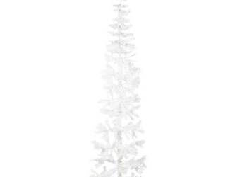 vidaXL Smukła choinka połówka ze stojakiem, sztuczna, biała(SKU:344567)